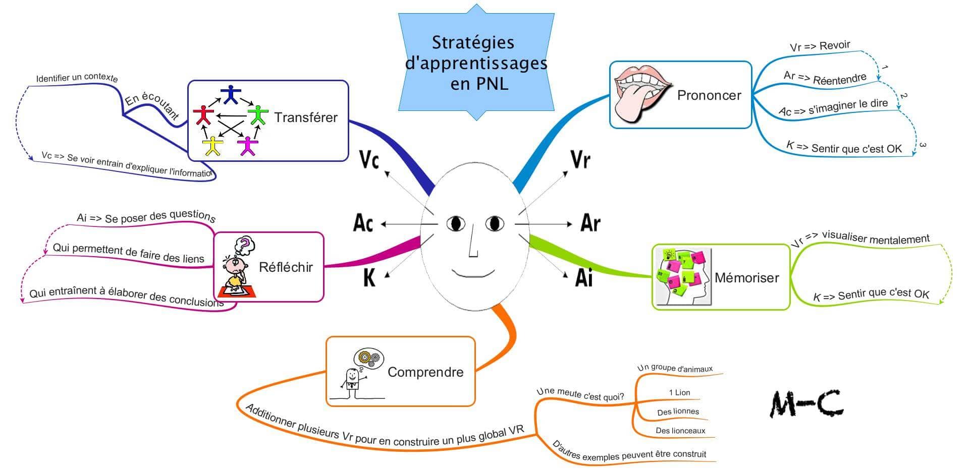 Carte mentale Stratégies d'apprentissages PNL